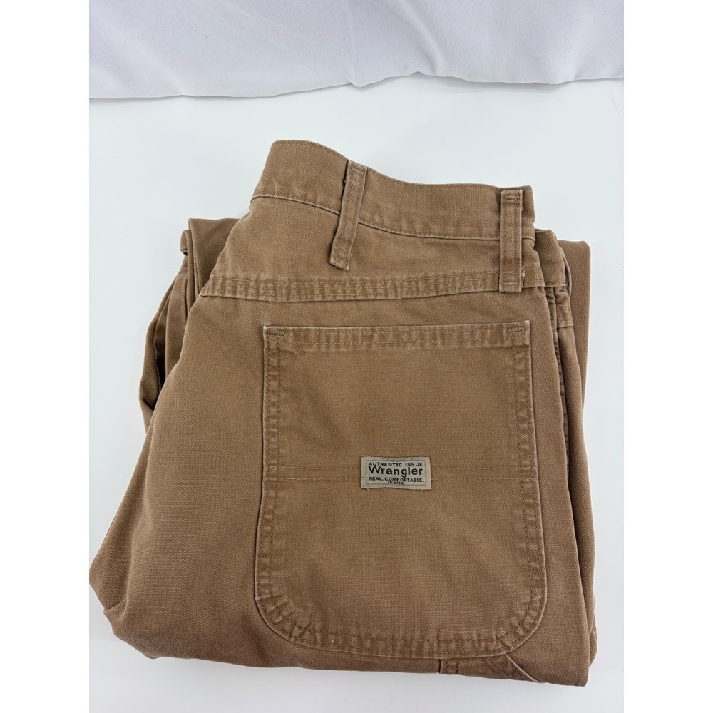 Wrangler Mens Carpenter Pants 34x32 Tan Brown Canvas Workwear‎ (Fits 31x32)
